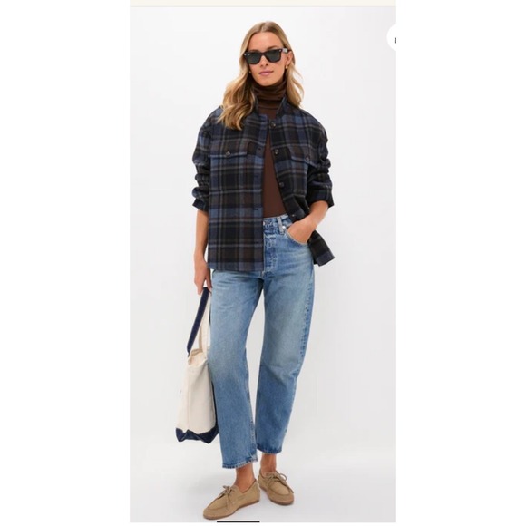Tuckernuck Jackets & Blazers - Tuckernuck Navy and Plaid Reversible Bonnie Jacket Stand Collar Large NWT